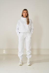 half zip sweater, grey marle