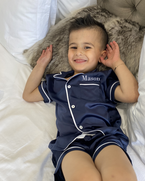 Kids Pyjamas - Navy/White Short-Set