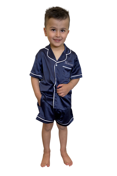 Kids Pyjamas - Navy/White Short-Set